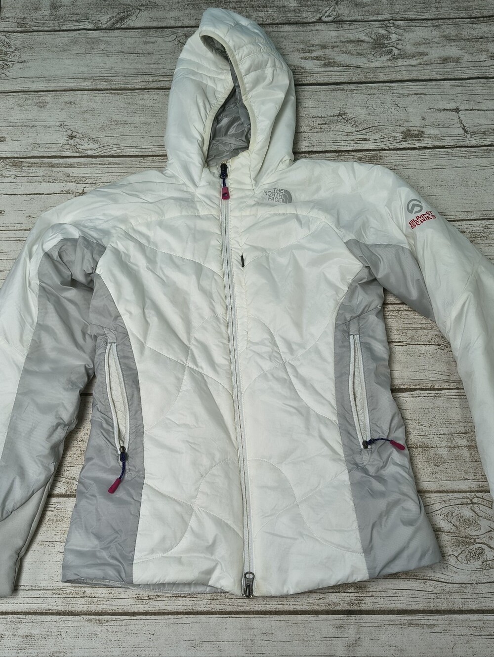The North Face TNF Summit Series Puffer Jacket White And Grey Women Size XS